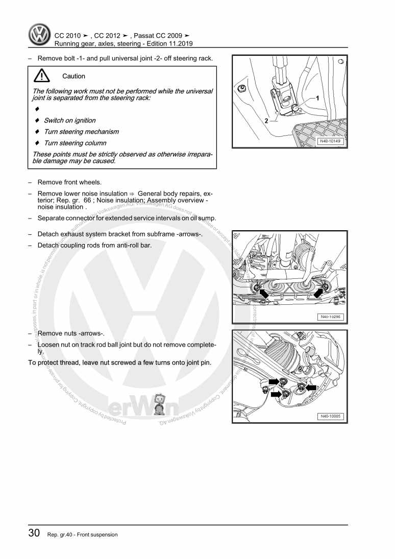 Examplepage for repair manual 3 Running gear, axles, steering