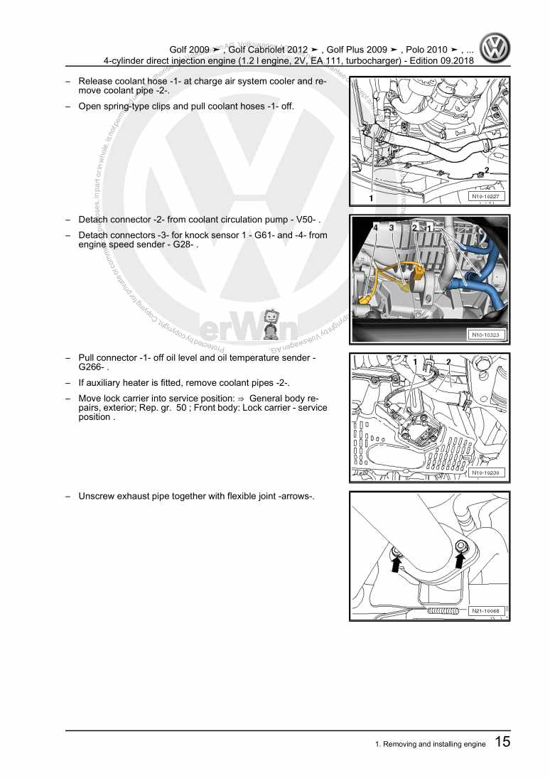 Beispielseite für Reparaturanleitung 2 4-cylinder direct injection engine (1.2 l engine, 2V, EA 111, turbocharger)