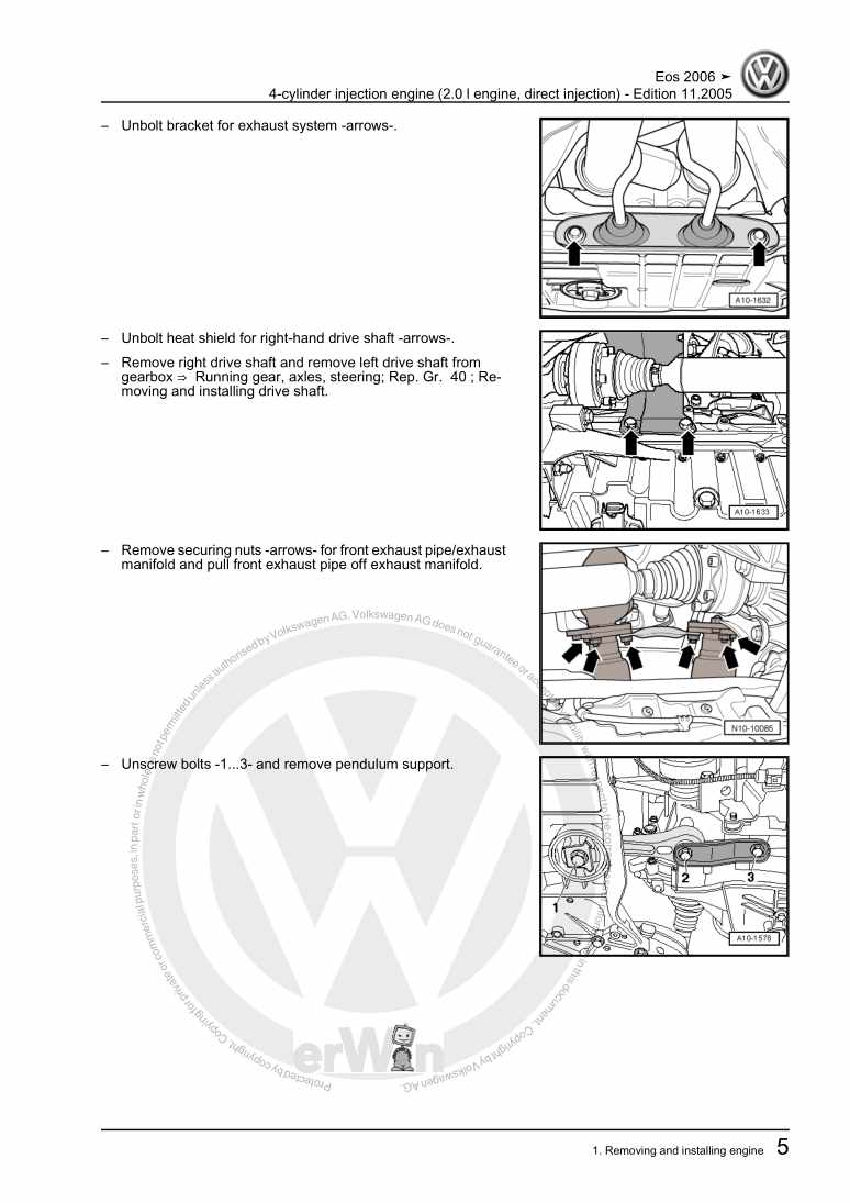 Examplepage for repair manual 3 4-cylinder injection engine (2.0 l engine, direct injection)