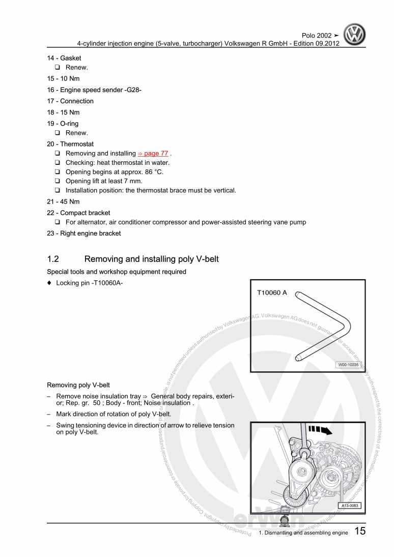 Examplepage for repair manual 3 4-cylinder injection engine (5-valve, turbocharger) Volkswagen R GmbH