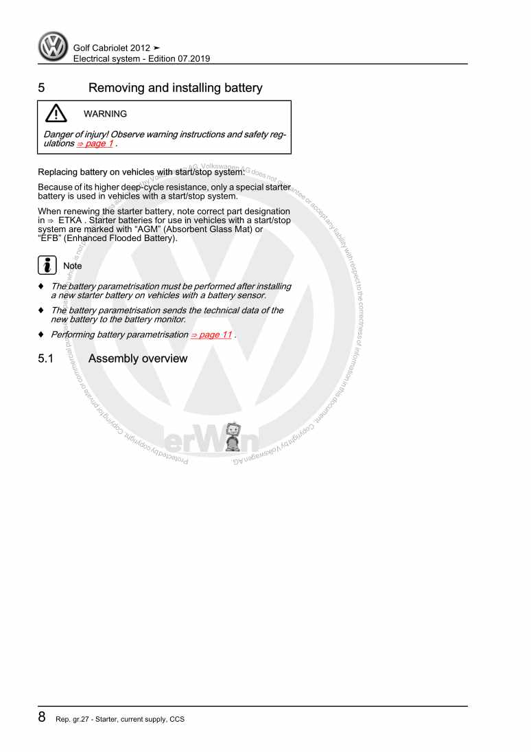 Examplepage for repair manual 3 Electrical system