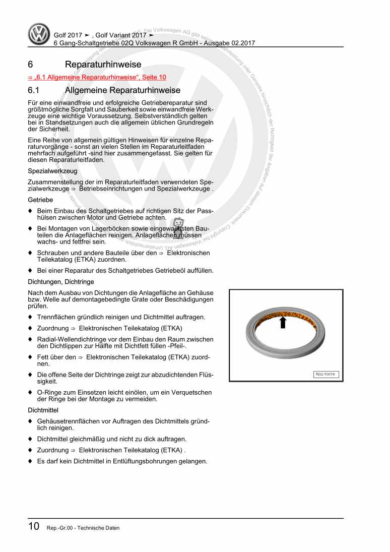 Beispielseite für Reparaturanleitung 3 6 Gang-Schaltgetriebe 02Q Volkswagen R GmbH