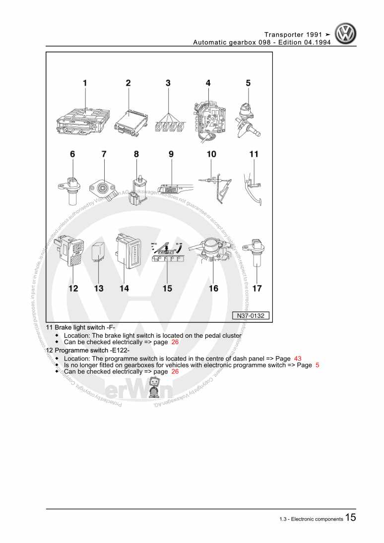 Examplepage for repair manual Automatic gearbox 098
