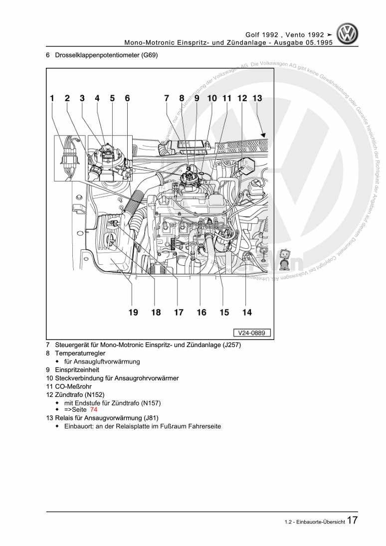 Examplepage for repair manual 2 Mono-Motronic Einspritz- und Zündanlage