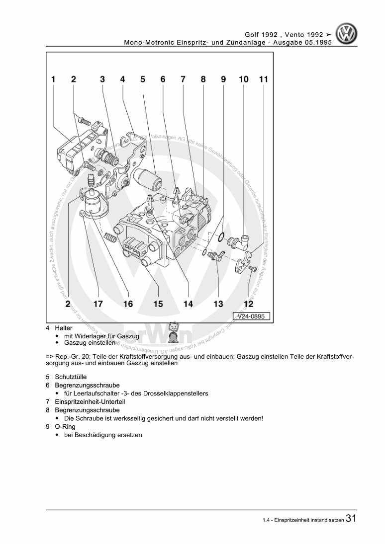 Examplepage for repair manual 3 Mono-Motronic Einspritz- und Zündanlage