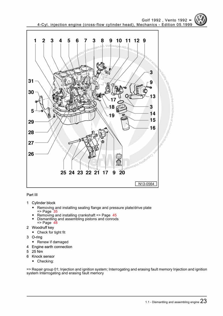 Examplepage for repair manual 3 4-Cyl. injection engine (cross-flow cylinder head), Mechanics