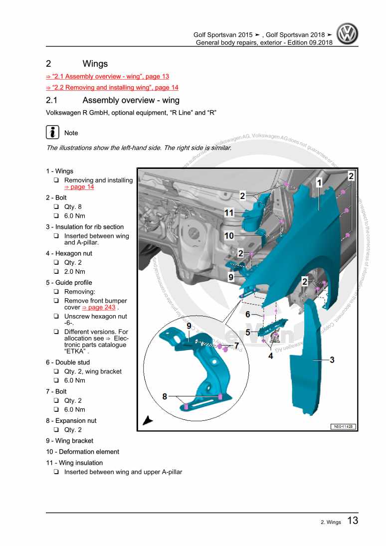 Examplepage for repair manual 3 General body repairs, exterior