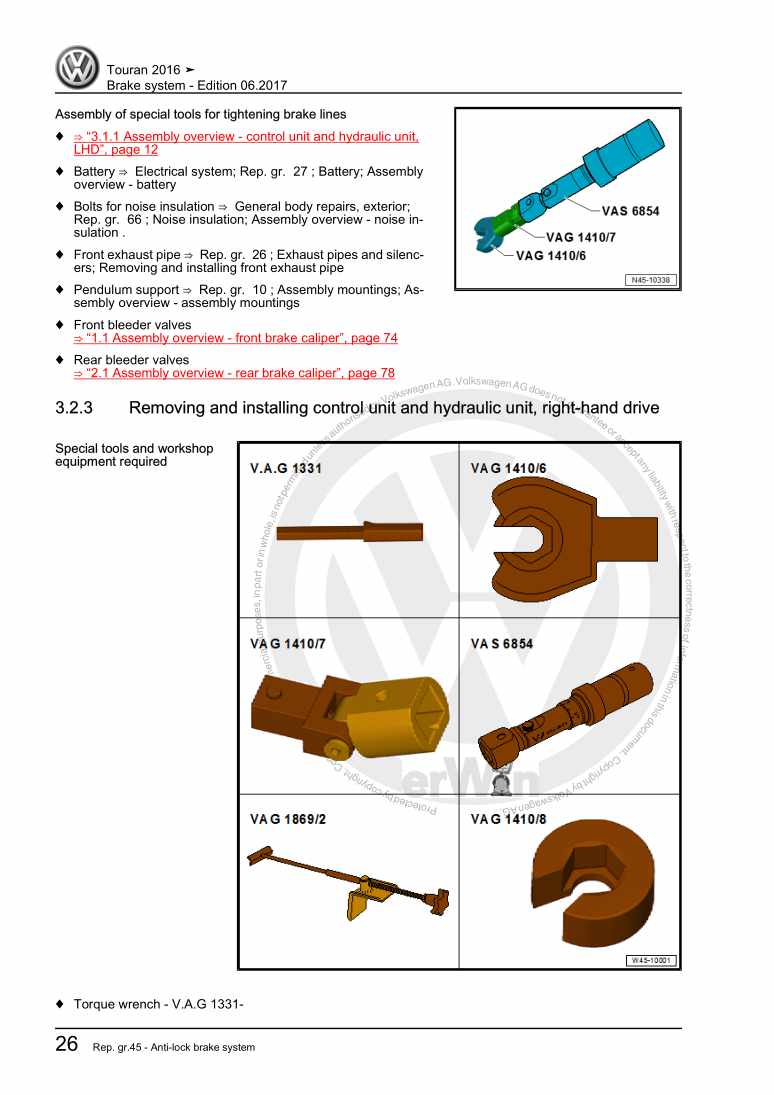 Examplepage for repair manual 3 Brake system