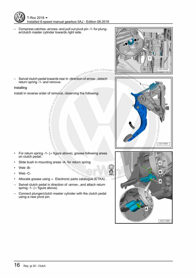 Examplepage for repair manual 3 Installed 6-speed manual gearbox 0AJ