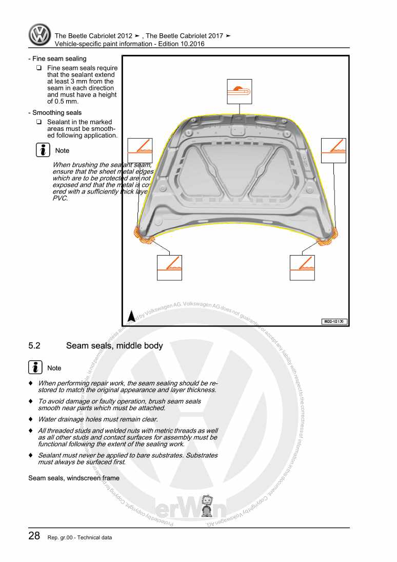 Examplepage for repair manual 2 Vehicle-specific paint information