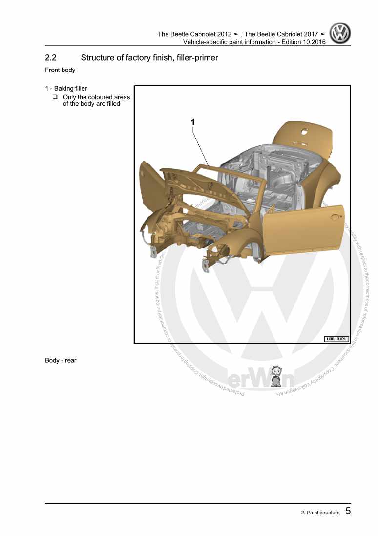 Examplepage for repair manual 3 Vehicle-specific paint information