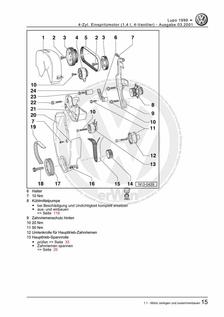 Beispielseite für Reparaturanleitung 4-Zyl. Einspritzmotor (1,4 l, 4-Ventiler)