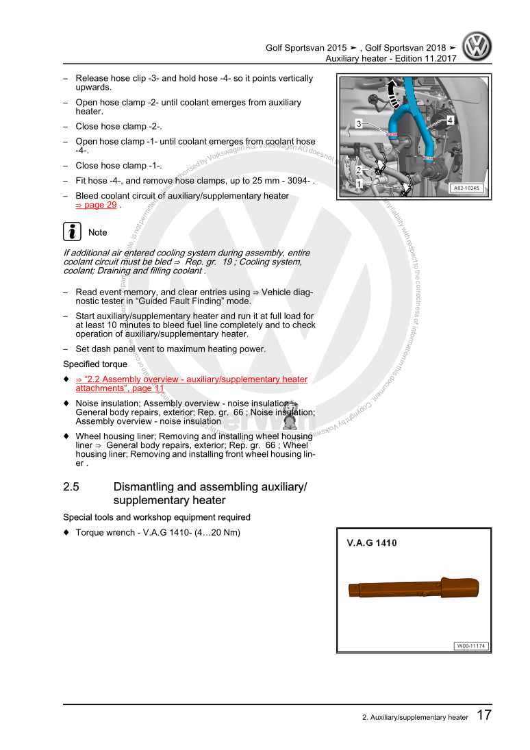 Beispielseite für Reparaturanleitung 2 Auxiliary heater