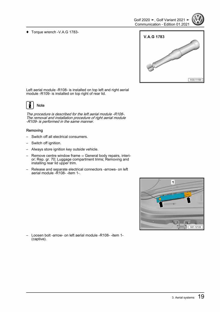 Examplepage for repair manual 3 Communication