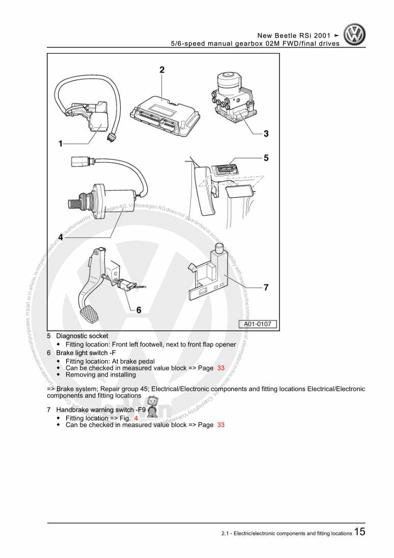 Examplepage for repair manual 5/6-speed manual gearbox 02M FWD/final drives