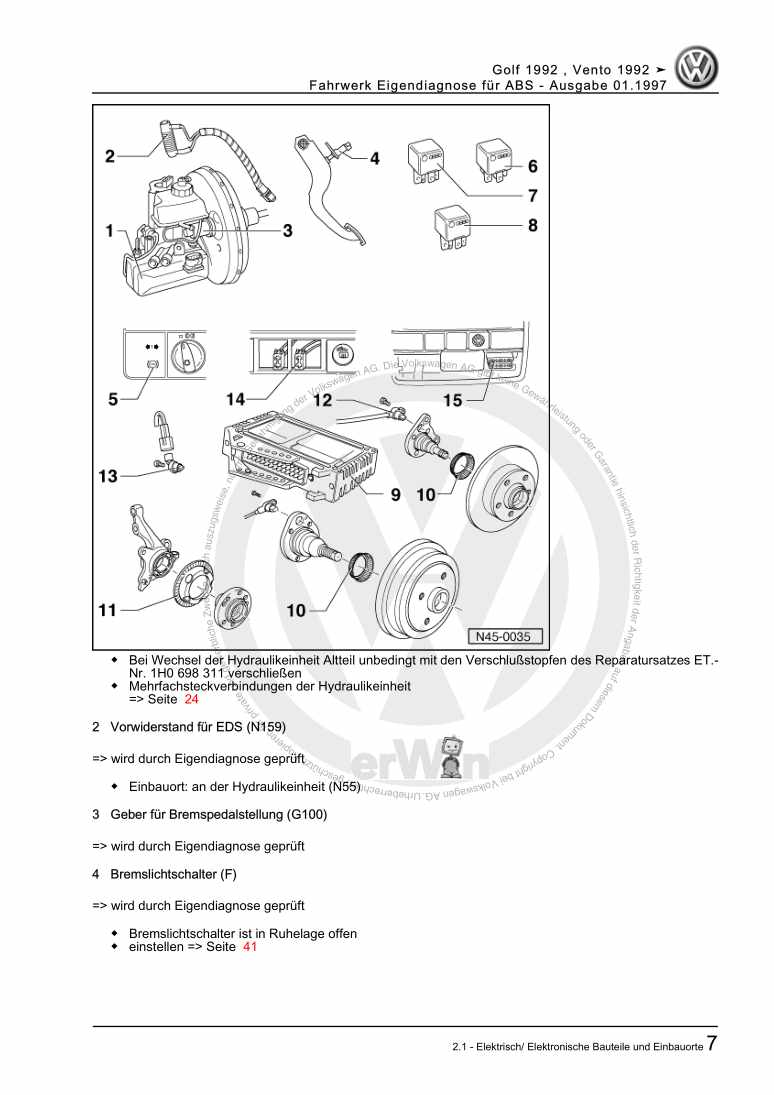 Beispielseite für Reparaturanleitung 2 Fahrwerk Eigendiagnose für ABS