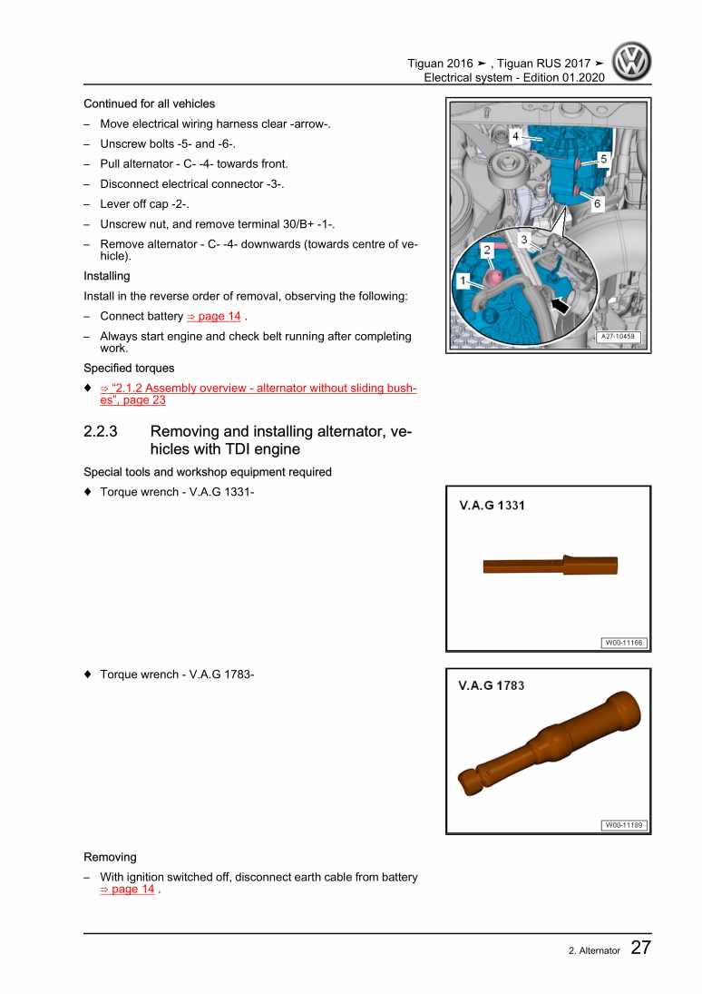 Examplepage for repair manual 2 Electrical system