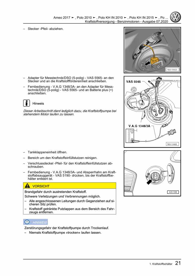 Beispielseite für Reparaturanleitung 2 Kraftstoffversorgung - Benzinmotoren