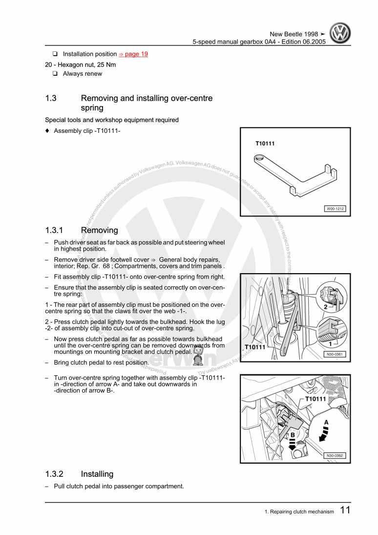 Examplepage for repair manual 5-speed manual gearbox 0A4