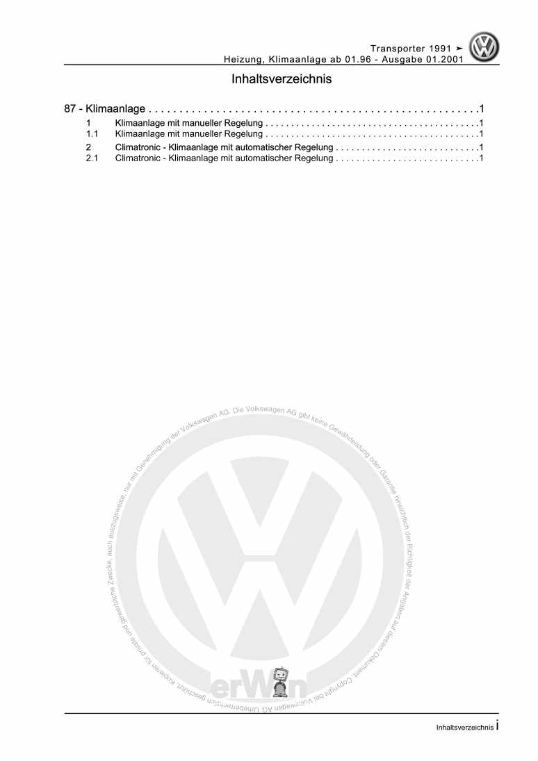 Beispielseite für Reparaturanleitung 2 Heizung, Klimaanlage ab 01.96