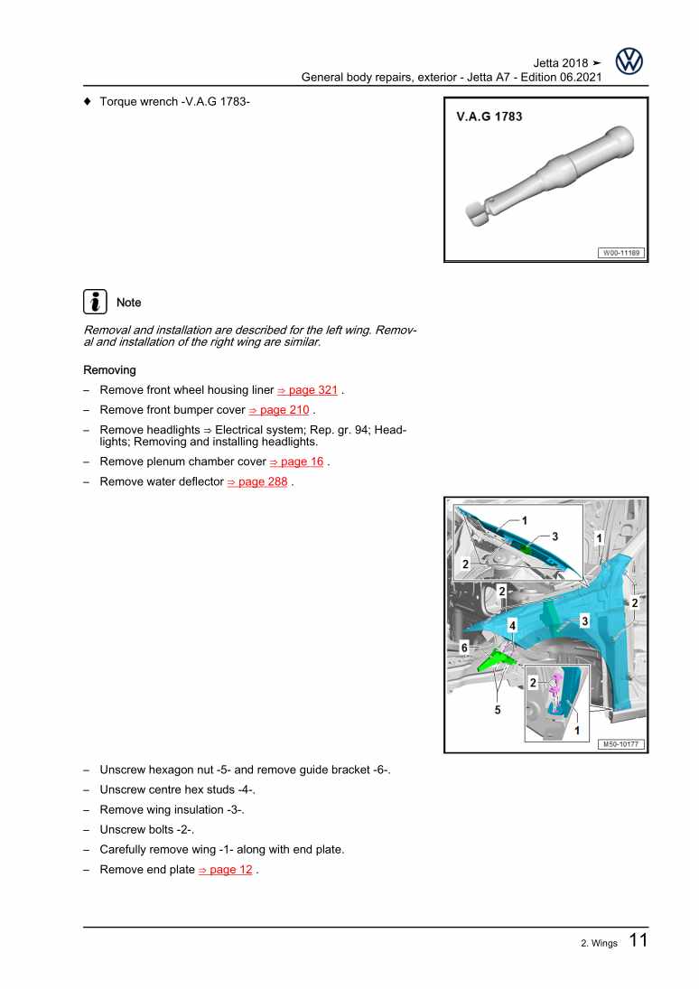 Examplepage for repair manual 3 General body repairs, exterior - Jetta A7