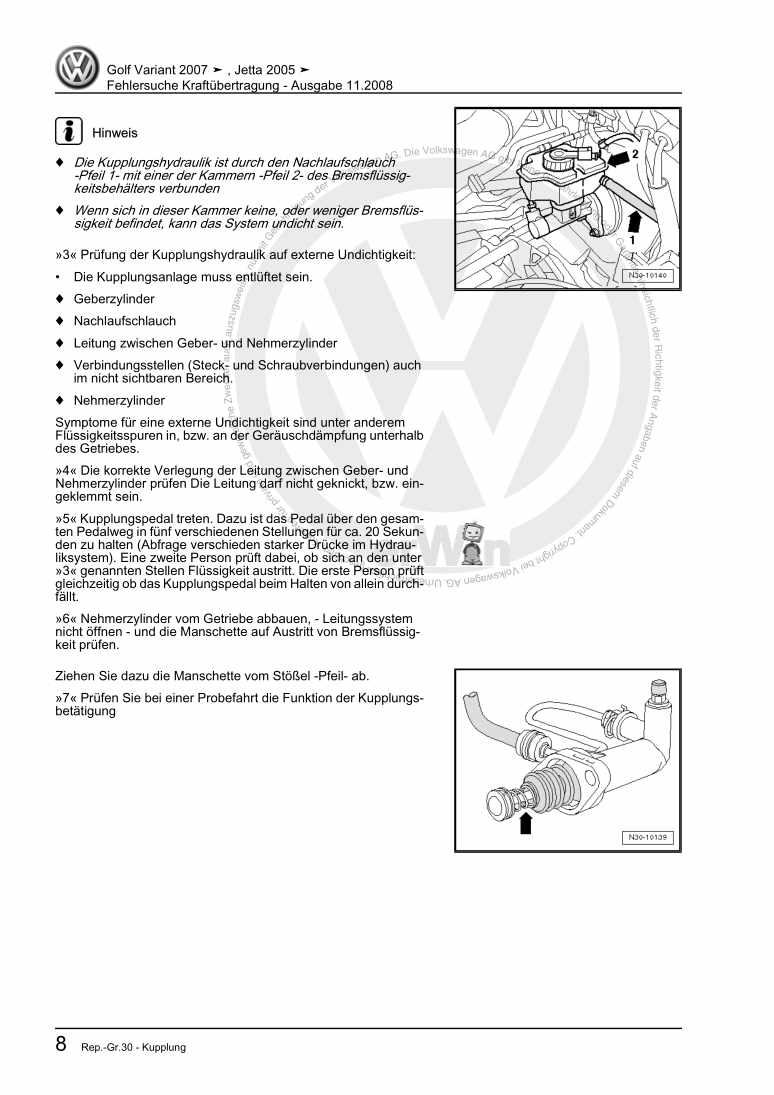 Examplepage for repair manual 2 Fehlersuche Kraftübertragung