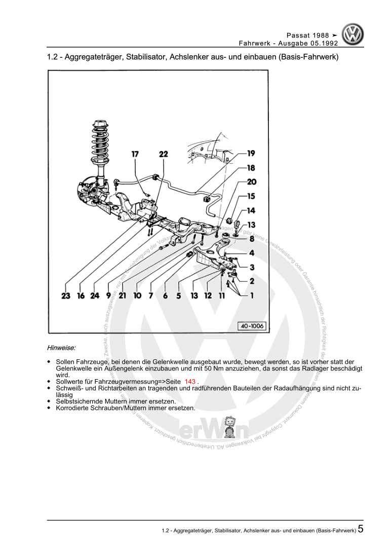 Examplepage for repair manual 2 Fahrwerk