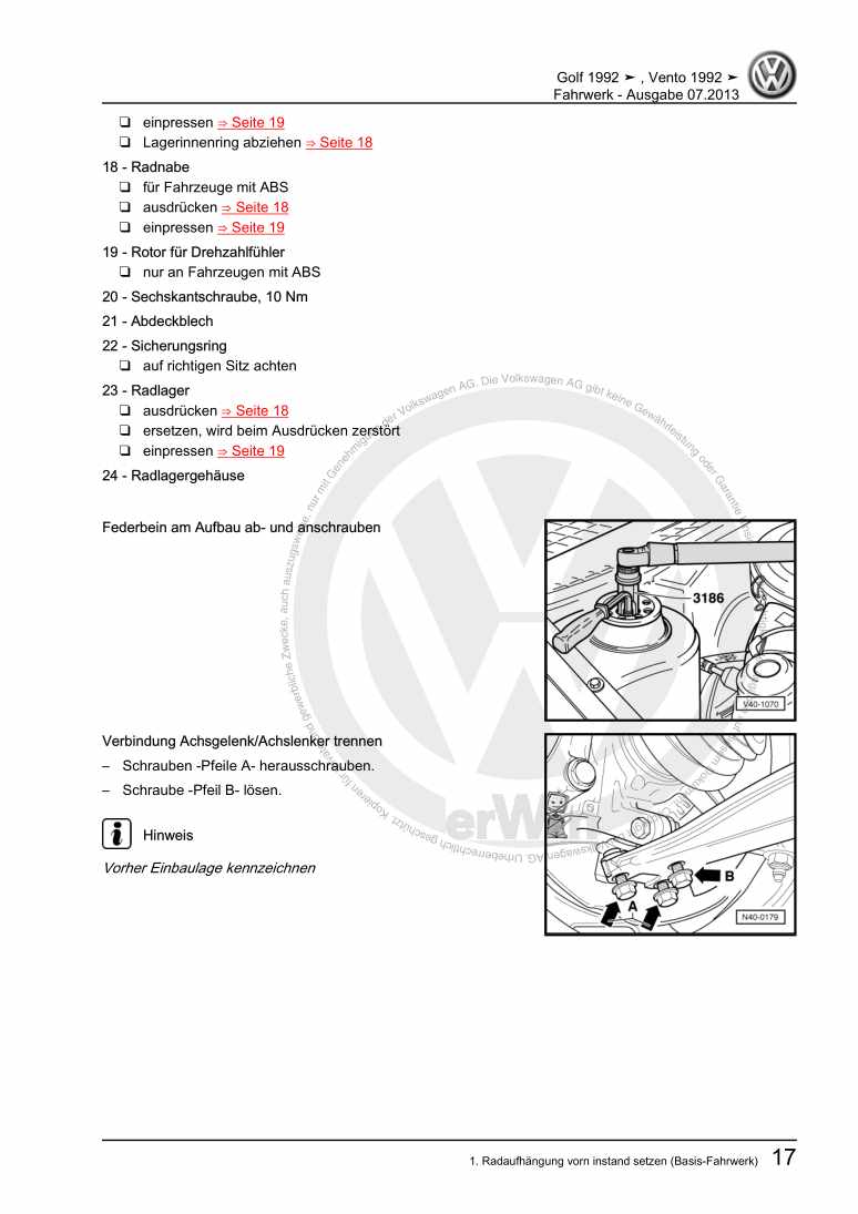 Beispielseite für Reparaturanleitung 3 Fahrwerk