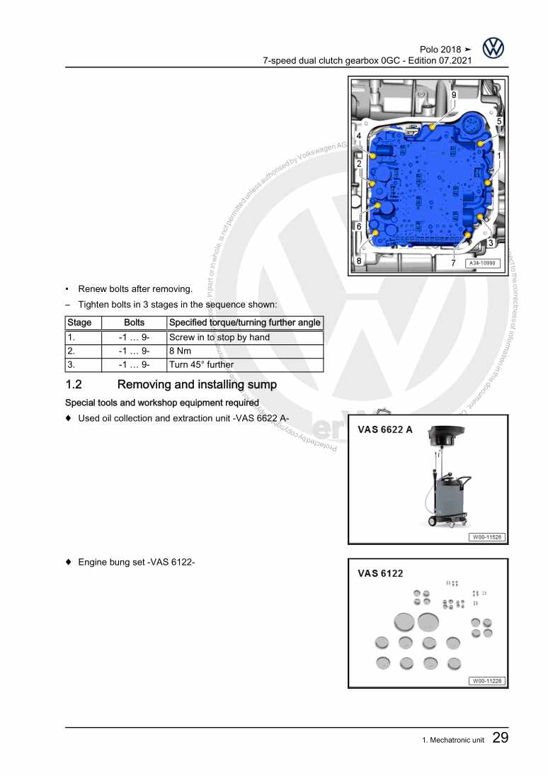 Examplepage for repair manual 3 7-speed dual clutch gearbox 0GC