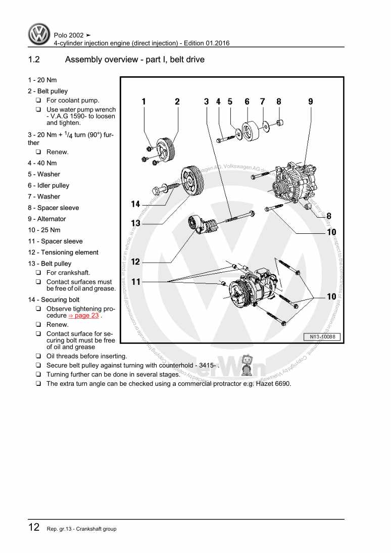 Examplepage for repair manual 3 4-cylinder injection engine (direct injection)