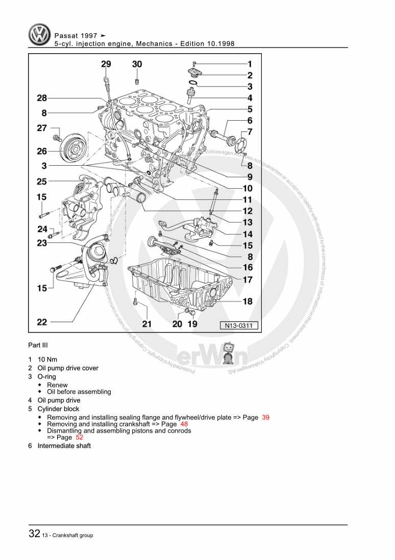 Examplepage for repair manual 2 5-cyl. injection engine, Mechanics