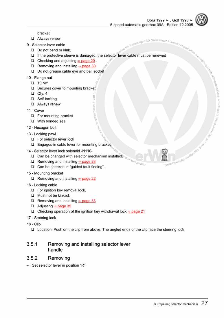 Examplepage for repair manual 2 5-speed automatic gearbox 09A