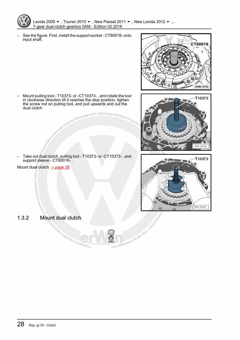Examplepage for repair manual 3 7-gear dual-clutch gearbox 0AM