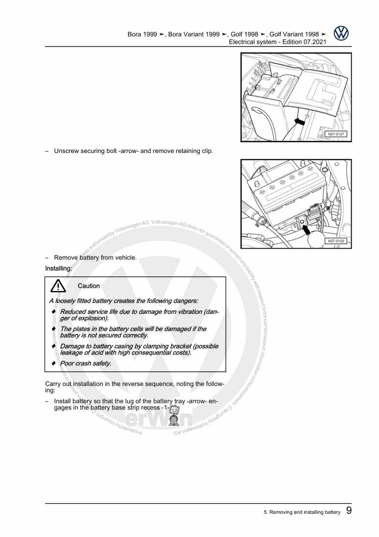 Examplepage for repair manual Electrical system