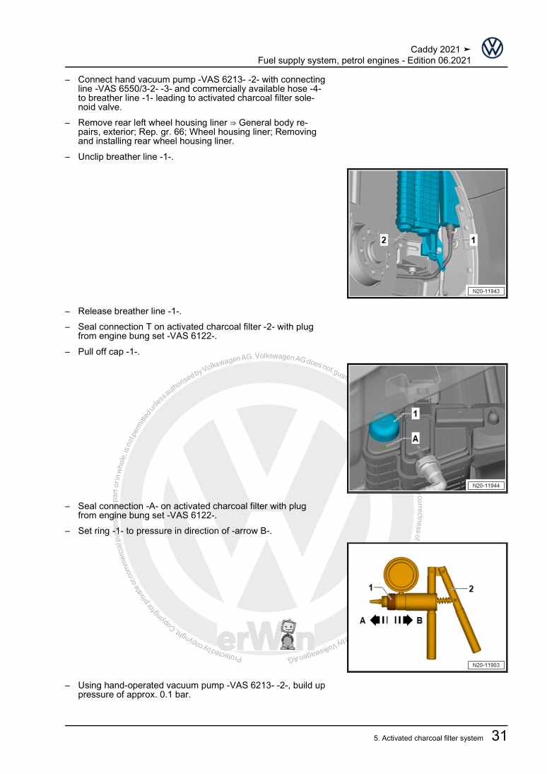 Examplepage for repair manual 2 Fuel supply system, petrol engines