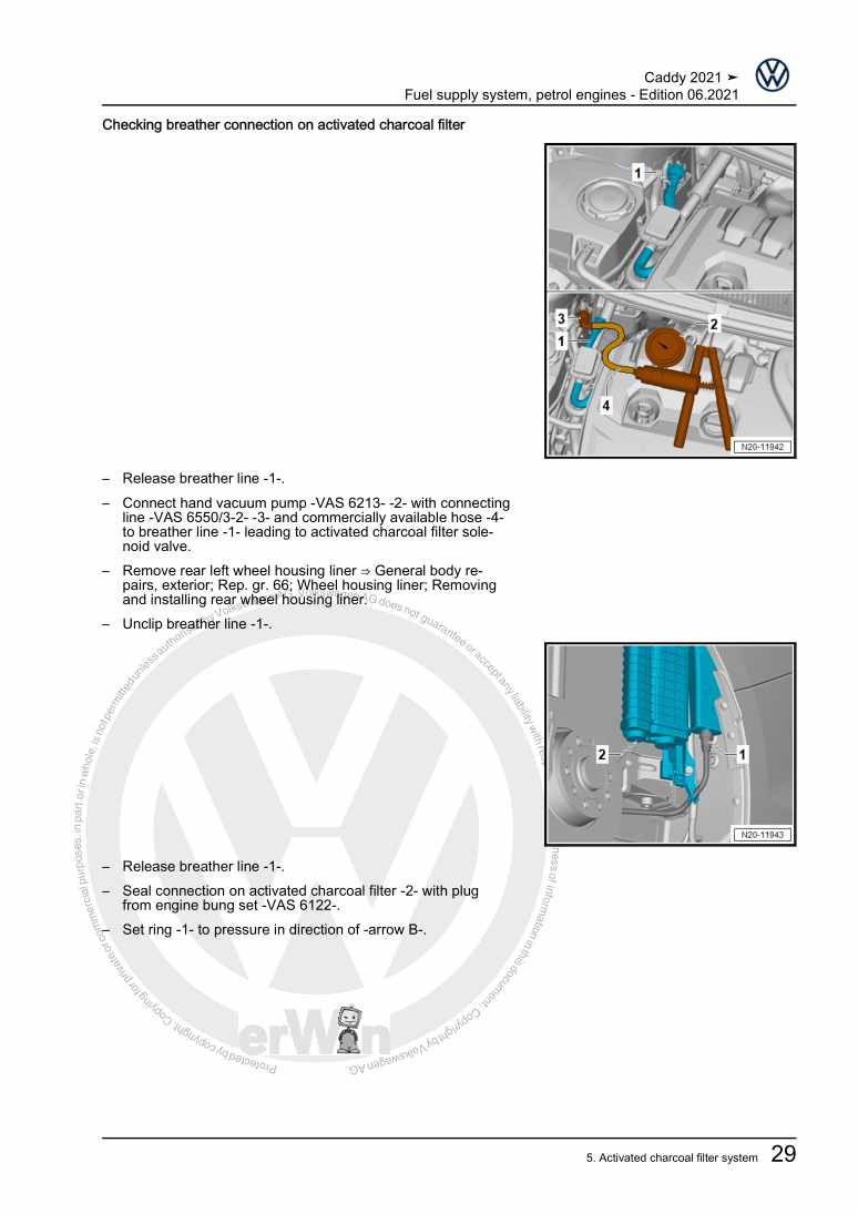 Examplepage for repair manual 3 Fuel supply system, petrol engines