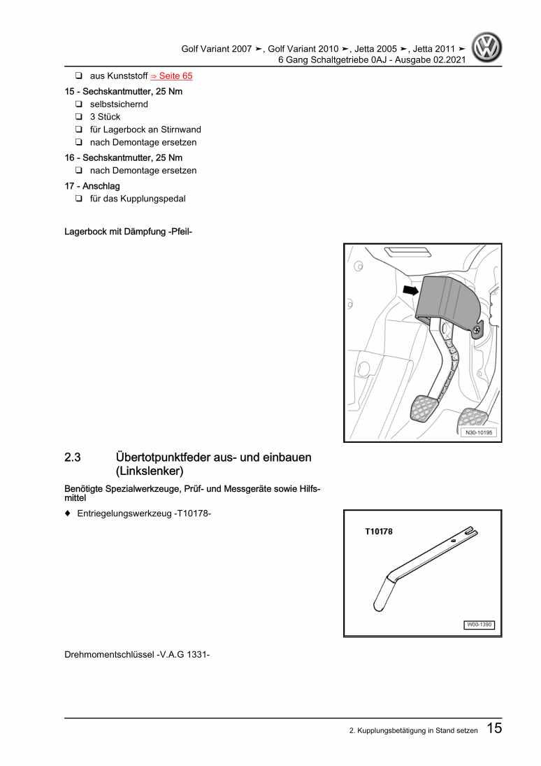 Examplepage for repair manual 2 6 Gang Schaltgetriebe 0AJ