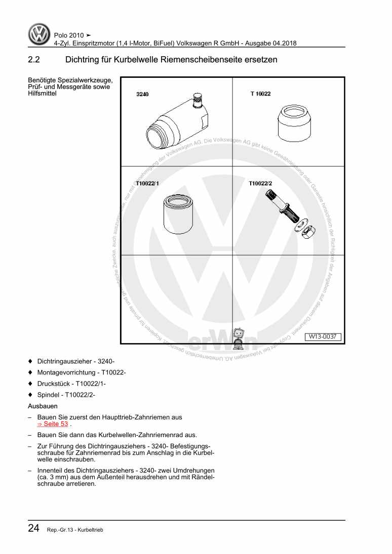 Beispielseite für Reparaturanleitung 2 4-Zyl. Einspritzmotor (1,4 l-Motor, BiFuel) Volkswagen R GmbH