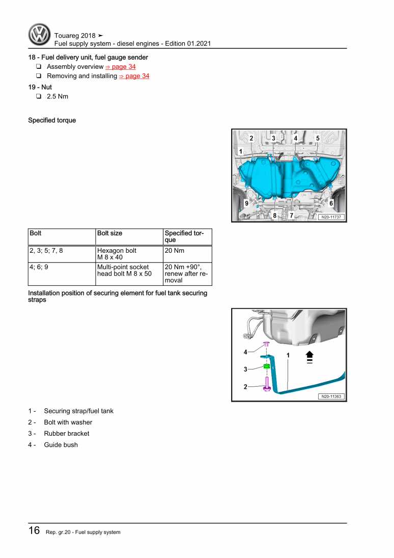 Examplepage for repair manual 3 Fuel supply system - diesel engines