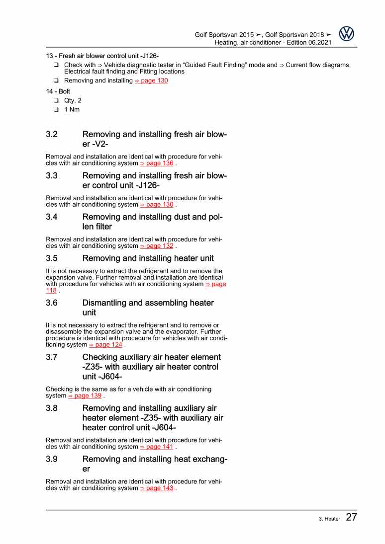 Examplepage for repair manual 3 Heating, air conditioner