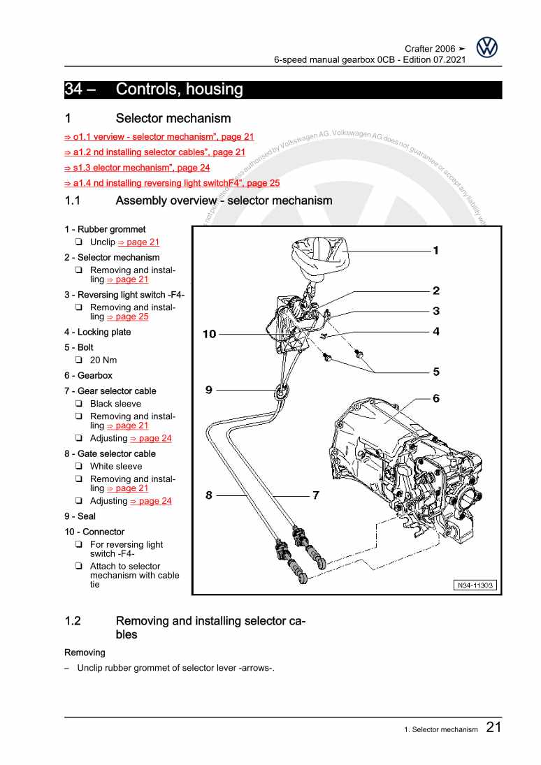 Examplepage for repair manual 6-speed manual gearbox 0CB