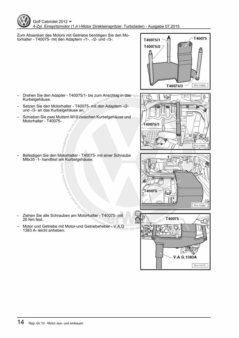 Examplepage for repair manual 3 4-Zyl. Einspritzmotor (1,4 l-Motor Direkteinspritzer, Turbolader)