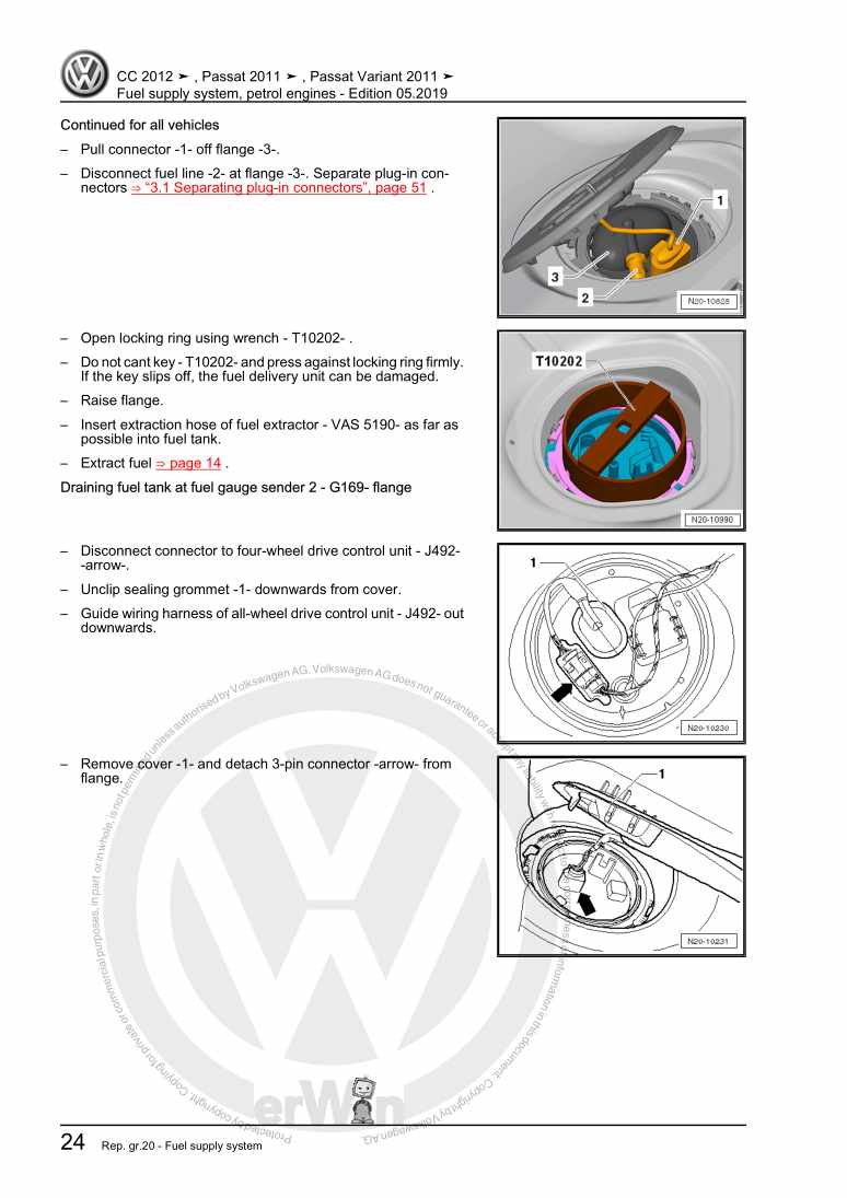 Examplepage for repair manual 3 Fuel supply system, petrol engines