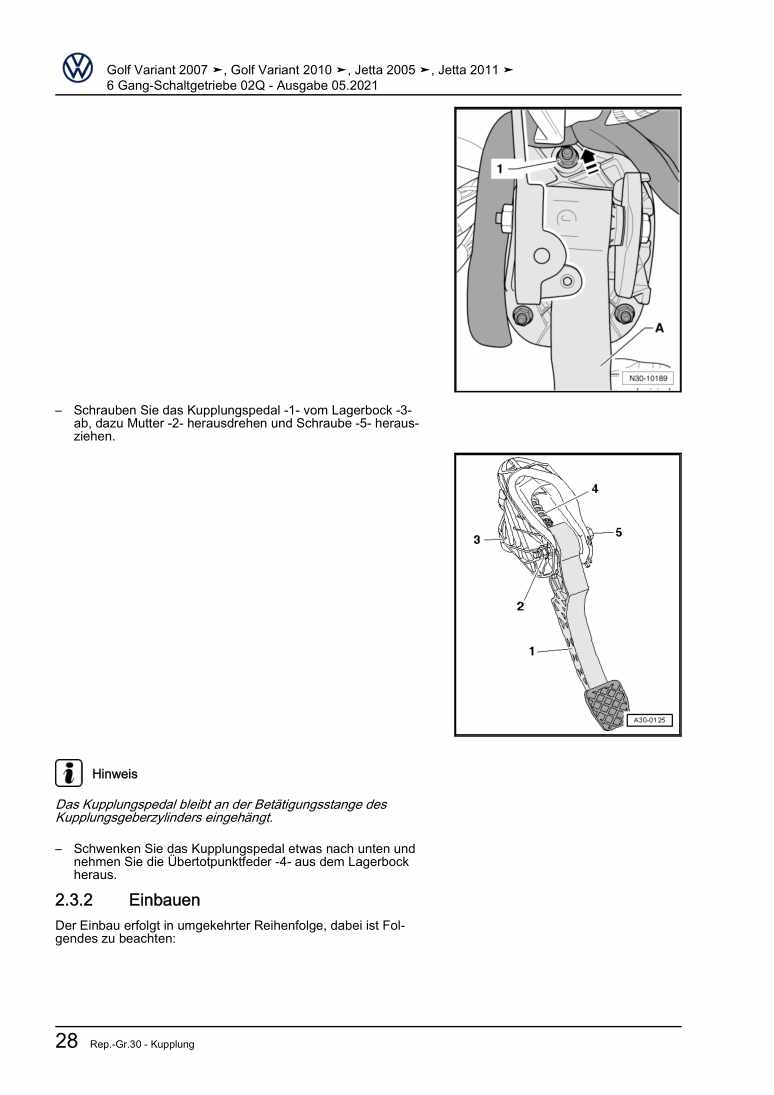 Examplepage for repair manual 2 6 Gang-Schaltgetriebe 02Q