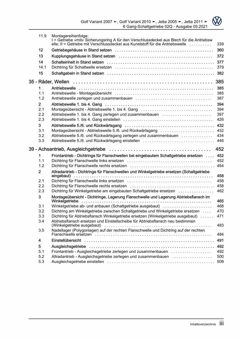 Examplepage for repair manual 3 6 Gang-Schaltgetriebe 02Q