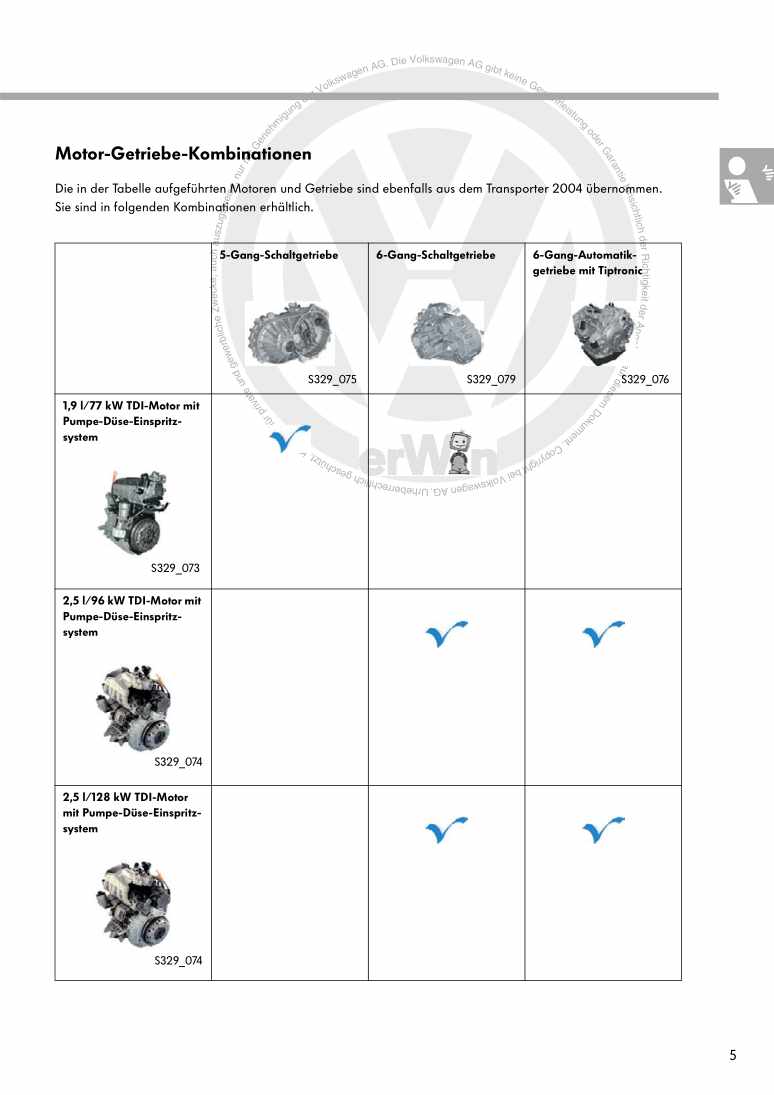 Beispielseite für Reparaturanleitung Nr. 329: Volkswagen Wohnmobil California 2004