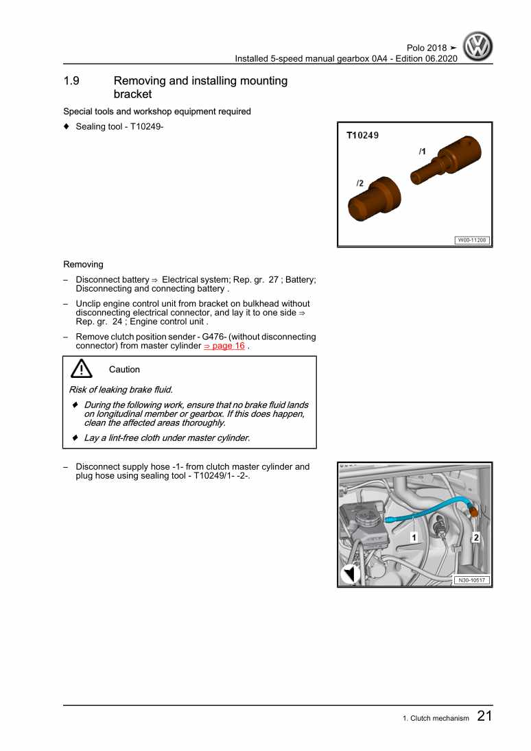 Examplepage for repair manual 3 Installed 5-speed manual gearbox 0A4