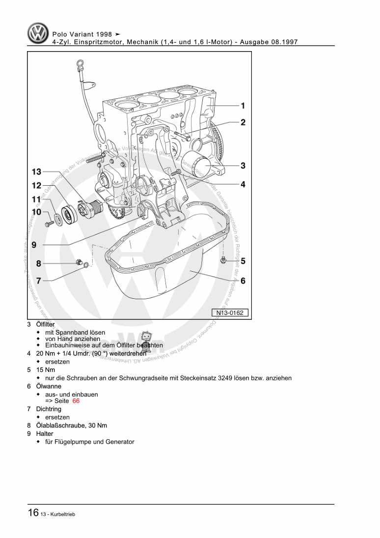 Beispielseite für Reparaturanleitung 2 4-Zyl. Einspritzmotor, Mechanik (1,4- und 1,6 l-Motor)