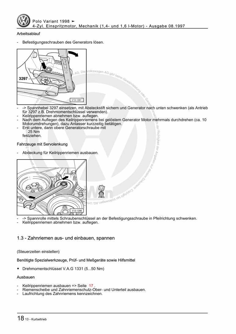 Beispielseite für Reparaturanleitung 3 4-Zyl. Einspritzmotor, Mechanik (1,4- und 1,6 l-Motor)