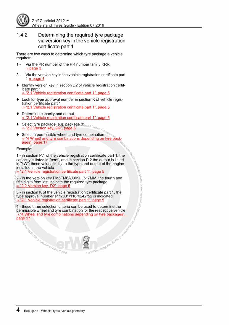 Examplepage for repair manual 3 Wheels and Tyres Guide